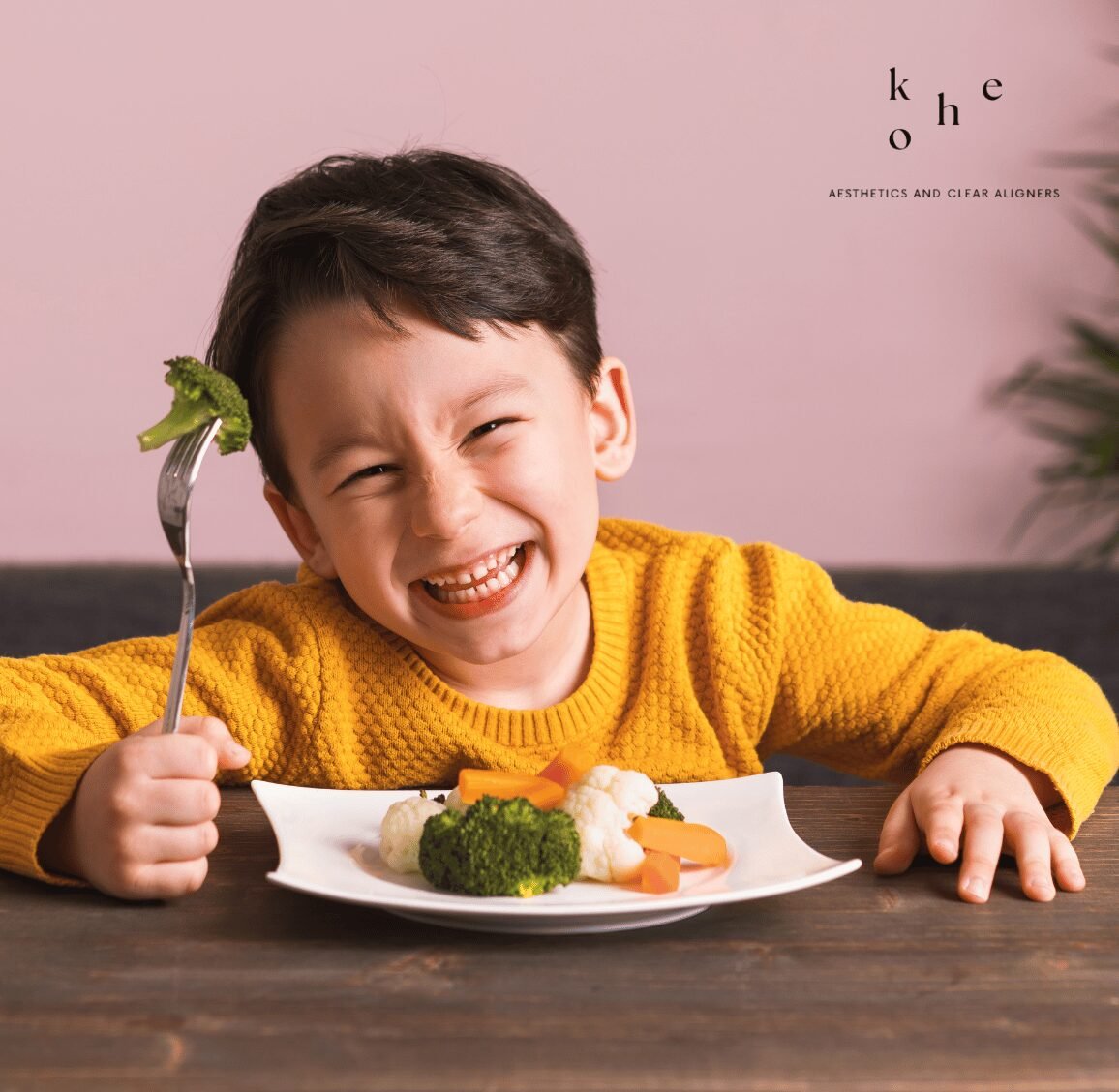Invisalign First 8 Boy Eating Meals with Invisalign First - kohe Dental